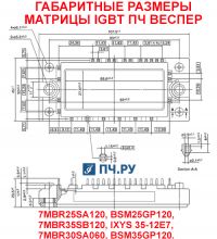 Габаритные размеры матрицы IGBT преобразователя частоты