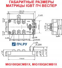 Габаритные размеры матрицы IGBT преобразователя частоты