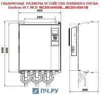 Габаритные размеры УПП Данфосс MCD5-0525B-T5-G4X-00-CV1