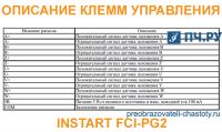 Описание клемм управления INSTART FCI-PG2