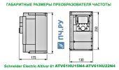 Габаритные размеры преобразователя частоты Schneider Electric Altivar 61 ATV61HU15N4